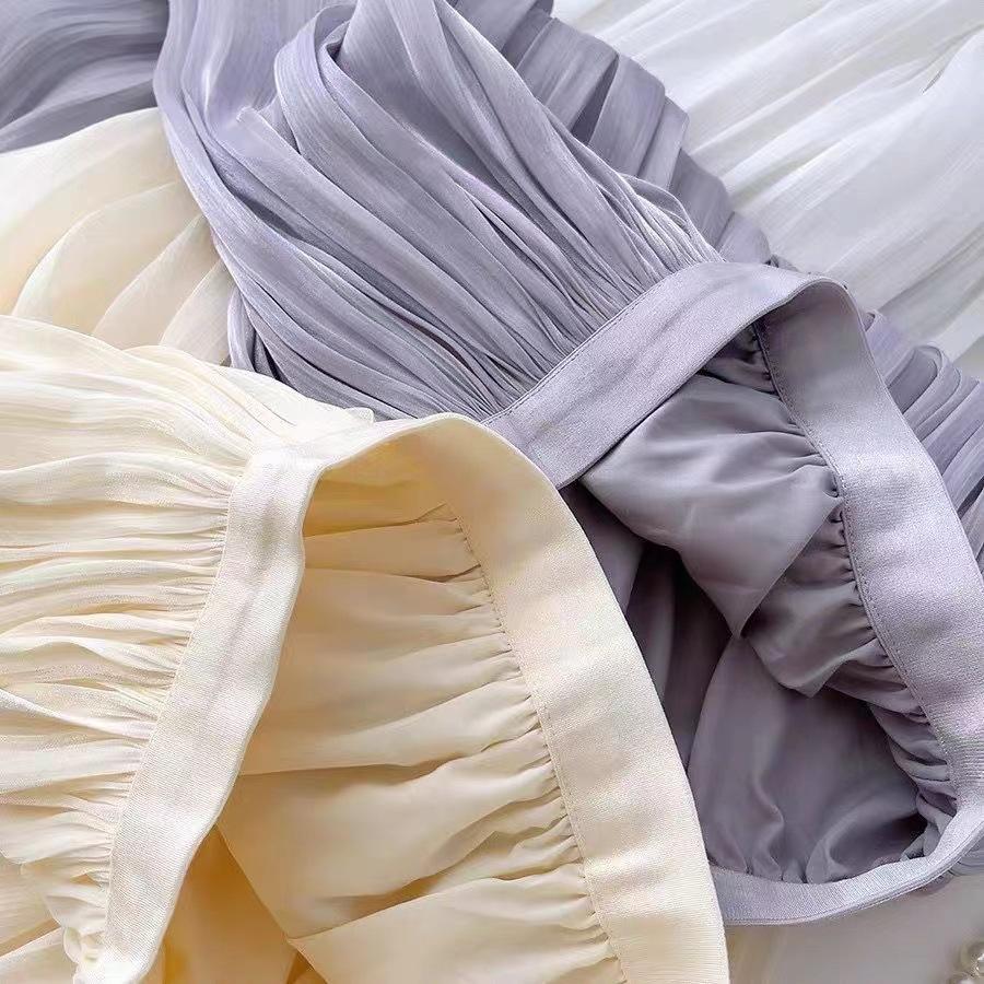 Юбка до середины икры из сетки с бисером, с завышенной талией, тонкая, летняя