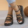 Platform Sandals Women Summer Shoes for Women 2024 Trend Open Toe Ankle Strap Beach Shoes Flat Heeled Sandals