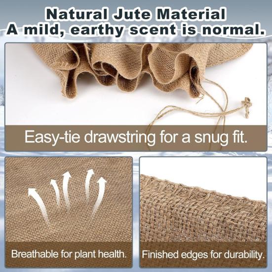 Мешковина Зимний Чехол для Растений Защита от Заморозков Мешок для Растений со Шнурком Многоразовое Морозозащитное Полотно Защита для Деревьев для Садовых Кустарников Маленьких Деревьев