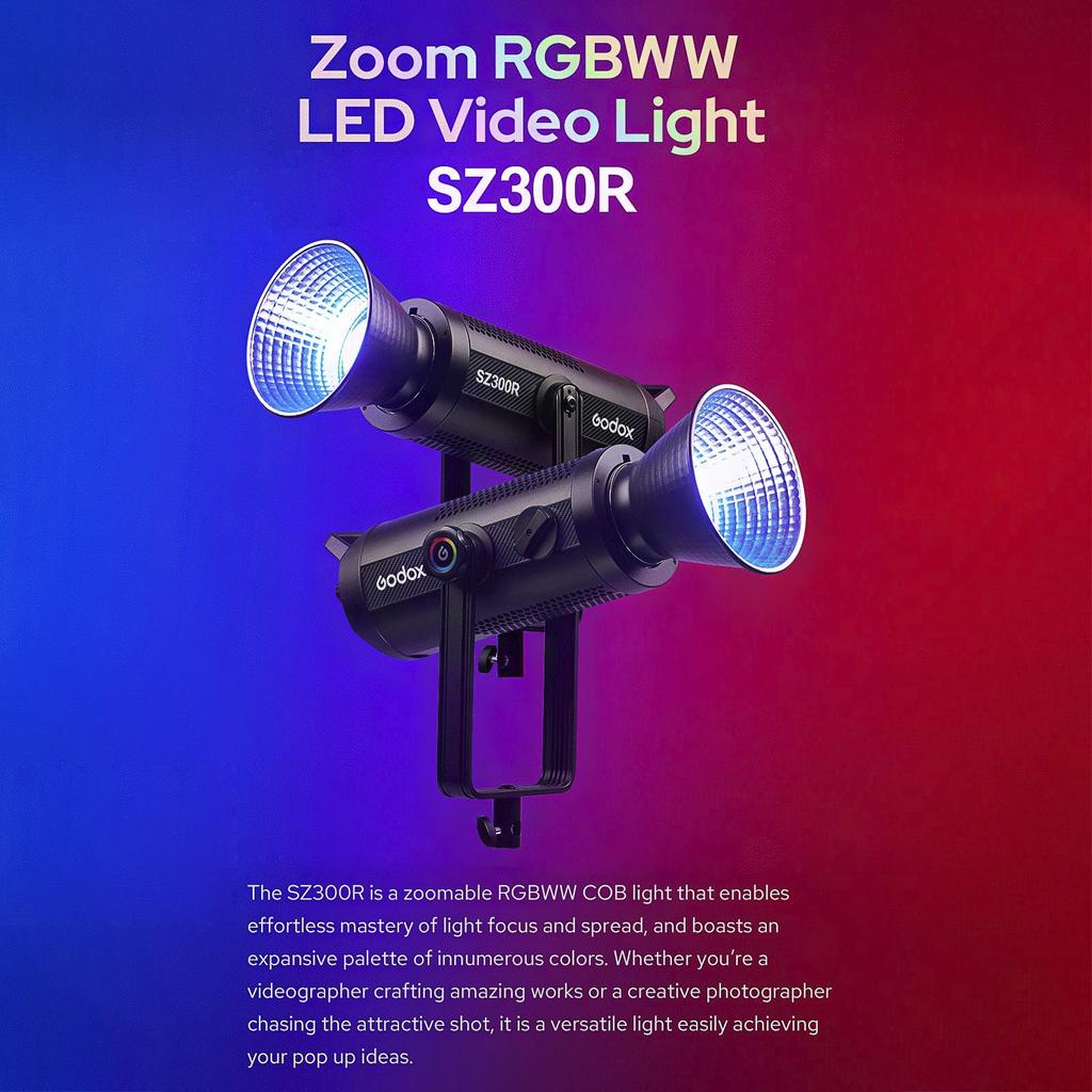 Godox SZ300R 330 Вт зумируемый RGB светодиодный видеосветильник двухцветная лампа для фотосъемки CRI более 96 2500K-10000K цвет