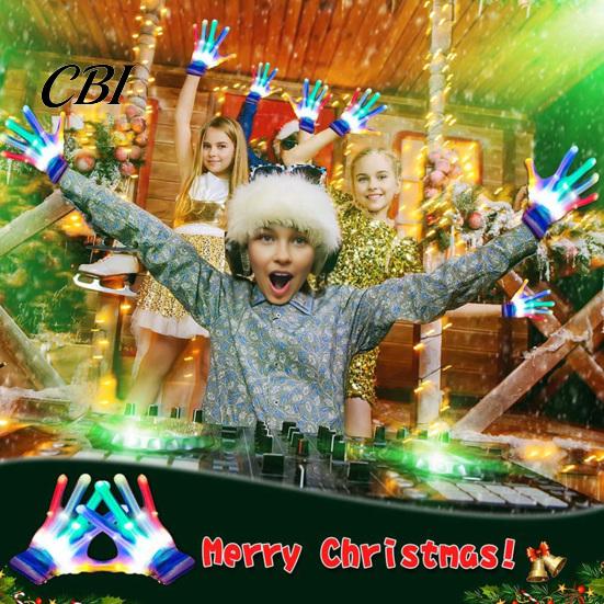 Nightclub Rave Gear LED Light Up Gloves with 6 Flashing Modes, Props for Photography Glow Halloween Christmas Party, Concert Festival Costume