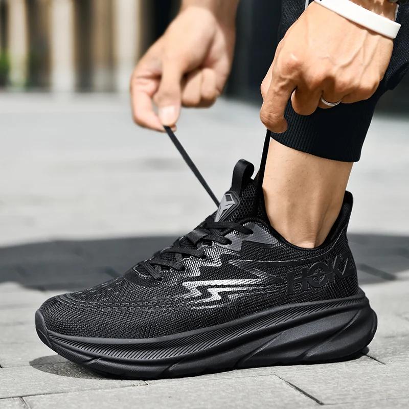 Мужская обувь для бега Кроссовки для джоггинга Уличная амортизирующая гоночная обувь Нескользящая Роскошная обувь Дышащая сетка Для пары Внедорожные кроссовки