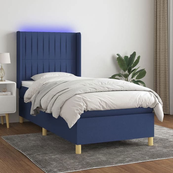VidaXL Slat Bed Base with Mattress and LED, Upholstered Bed, Single Bed, Adult Bed for Interior Bedroom, 3139011