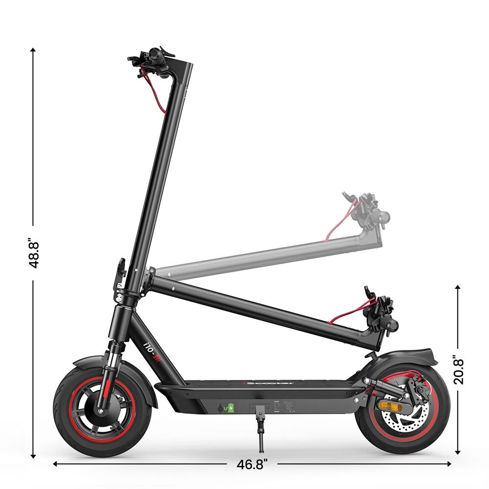 iScooter i10 10" Electric Scooter for Adults - 45KM Range, 650W Motor, Dual Suspension & Air Tires | 40KM/H Speed & 120KG Load(NO ABE)