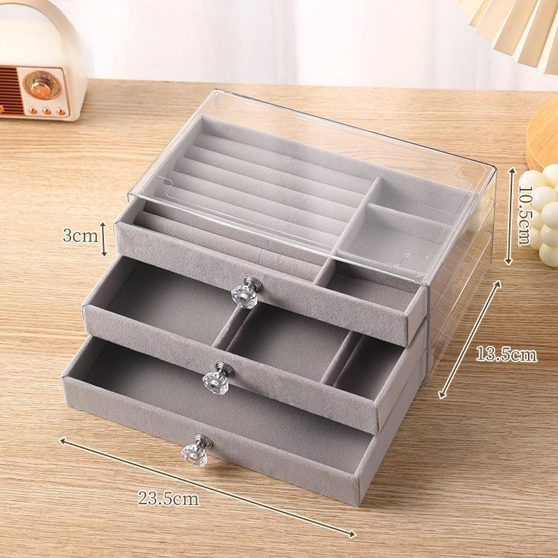 Бархатная шкатулка для украшений с антиокислительным покрытием, прозрачное акриловое хранилище для сережек, ожерелий и колец