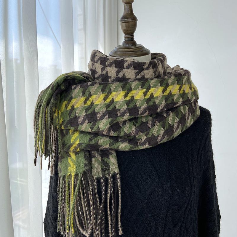 Matching Scarf Women's Autumn and Winter New Imitation Cashmere Fringed Shawl Korean Version Warm and Thickened Scarf