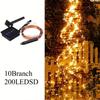 100/200 светодиодов Солнечные гирлянды Водонепроницаемые Водопад Дерево Лоза Ветка Гирлянда Медная проволока Уличные Рождественские Праздничные Вечеринка Свадьба