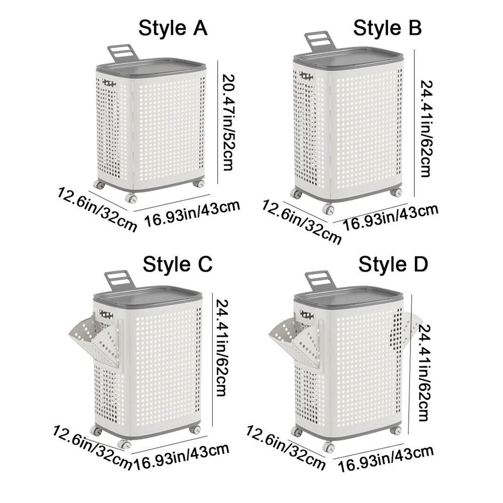Пластиковая складная корзина для грязного белья Пылезащитная корзина на колесиках для стирки Квартира