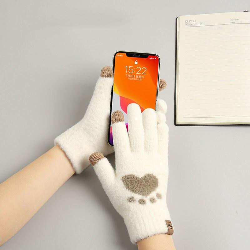Толстые теплые детские перчатки, зимние варежки на палец, милые женские теплые лыжные перчатки с героями мультфильмов, зимние женские перчатки, рождественские