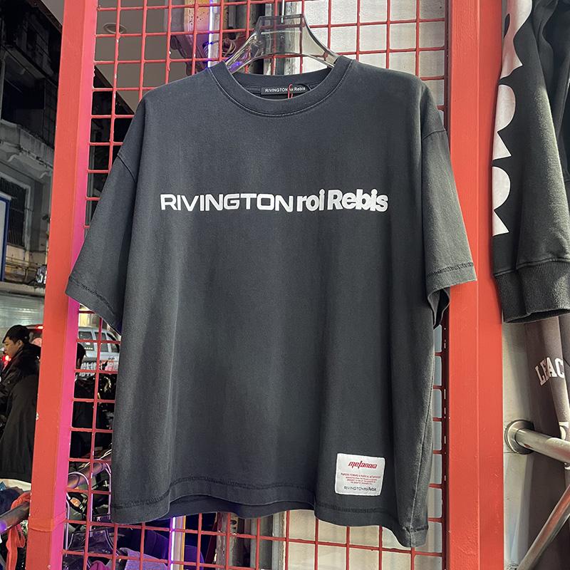 26ss Hip Hop Washed Black Graphics Logo Print Rrr 123 Tshirt Unisex Womem Short Wide Tee Tops 100 Cotton Rrr 123 T Shirt Tags
