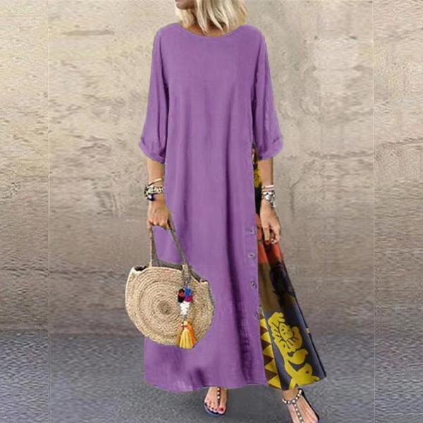 Plus Size Women’s Fashion Casual Loose Dress Big Swing Half Sleeve Long Dress Floral Holiday Maxi Dress Vestidos Longos Robe