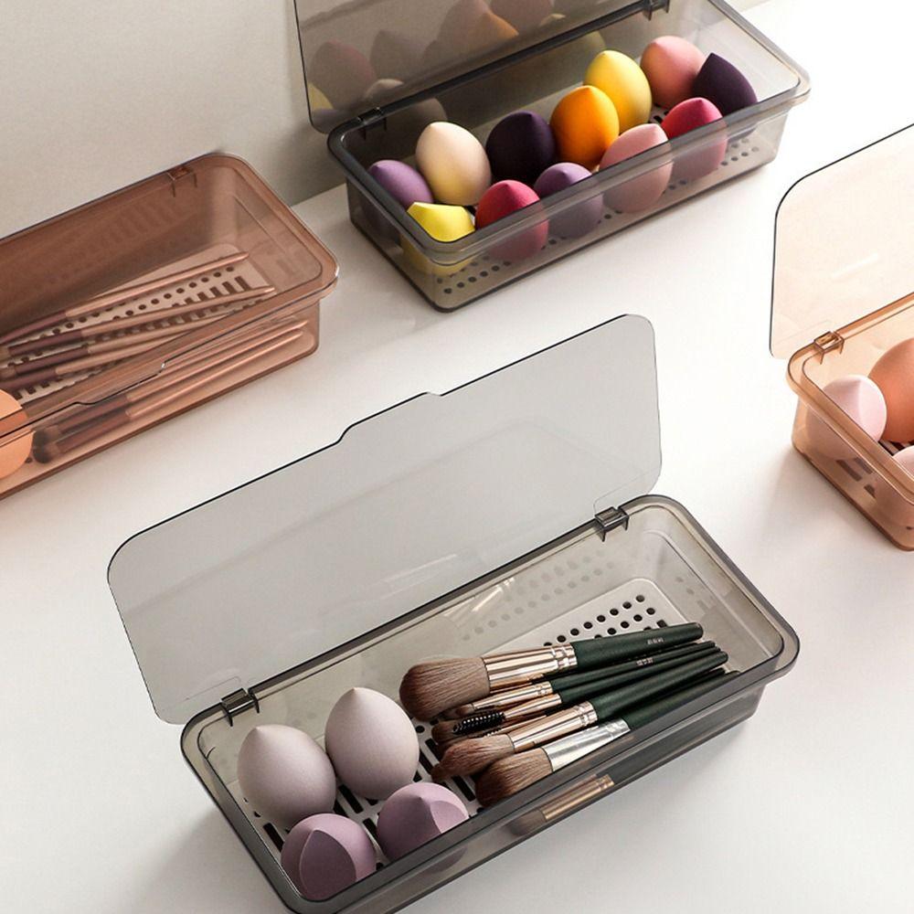 Makeup Brush Holder With Cover Desktop Organizer Cosmetics Storage Storage Box Stationery Container