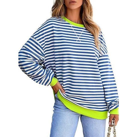 IHUASU Женский спортивный повседневный комплект с капюшоном и длинным рукавом в цветную полоску, туника, футболка