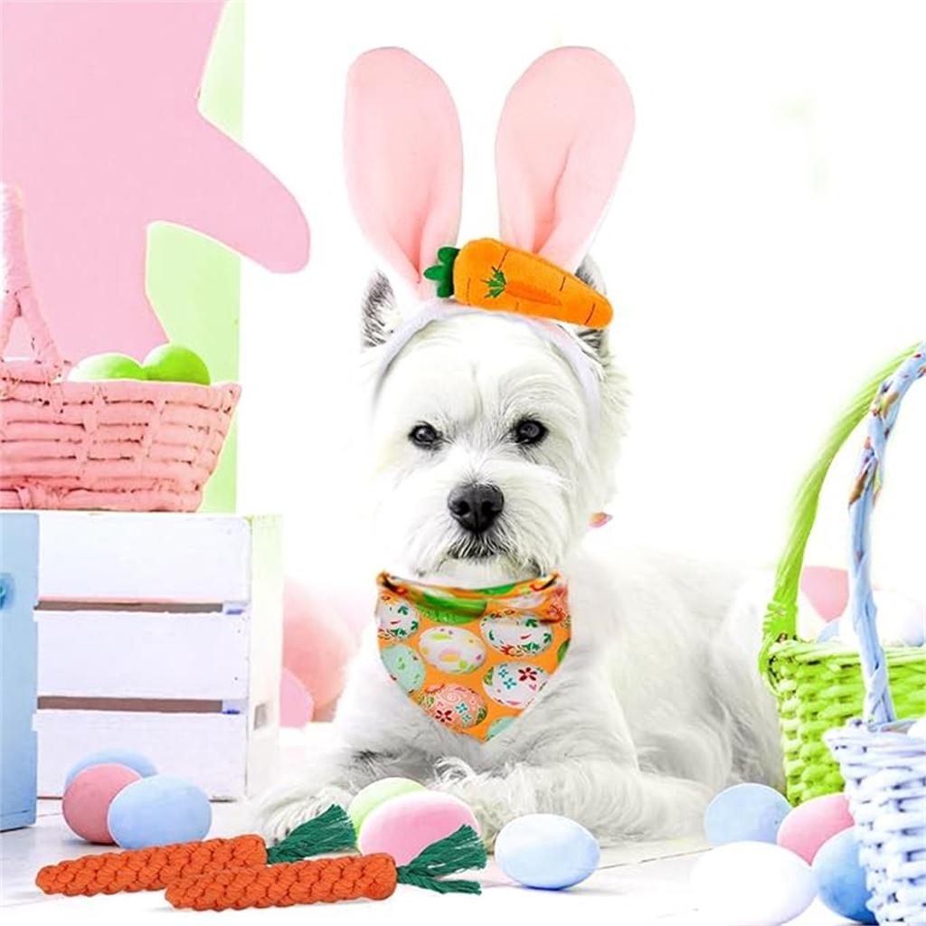 Easter Pet Party Decoration Set, Dog Towel, Headband Decoration Prop Set
