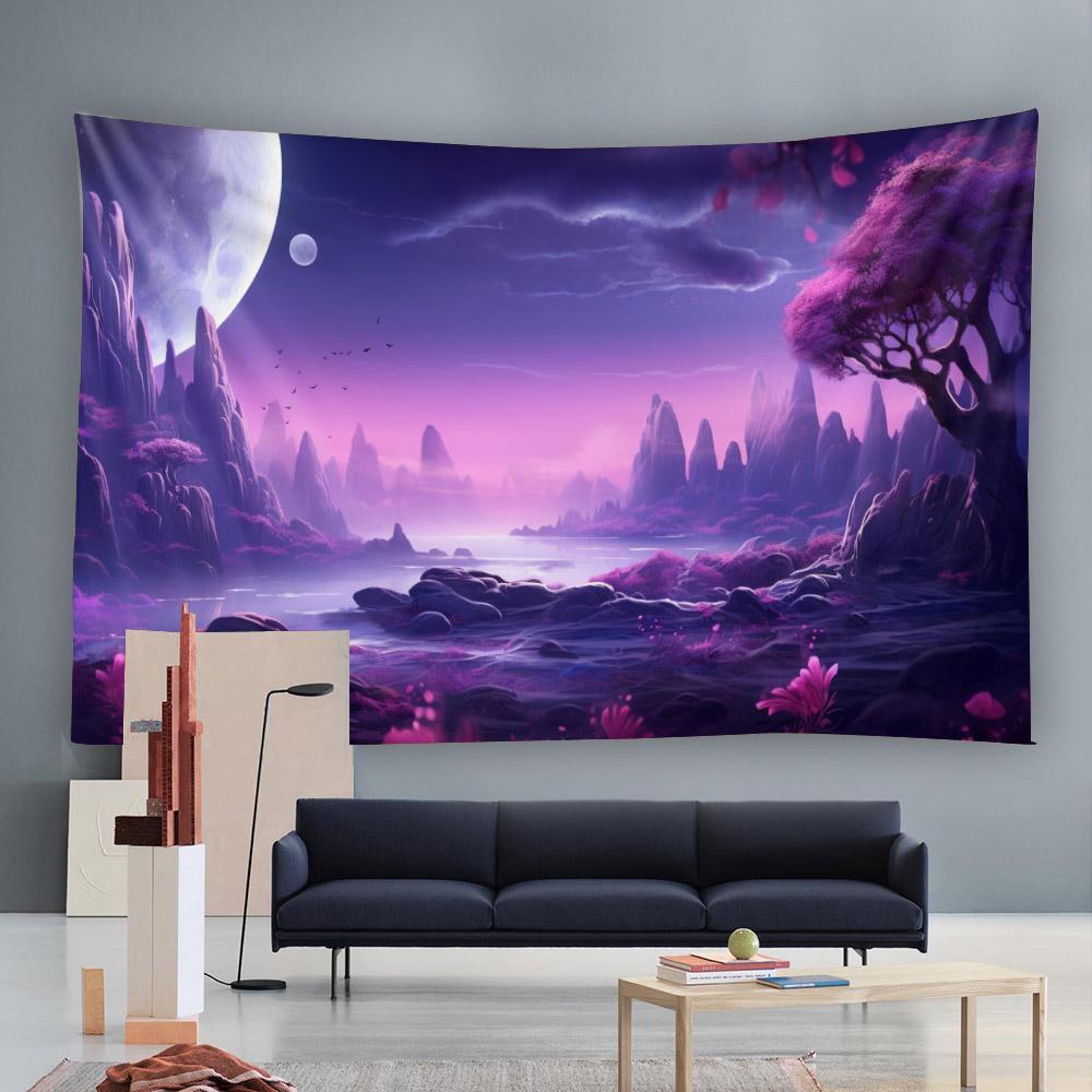Psychedelic Scene Tapestry Multi-Scale Planetary Wall Hanging Art Aesthetic Background Home Decor Cloth