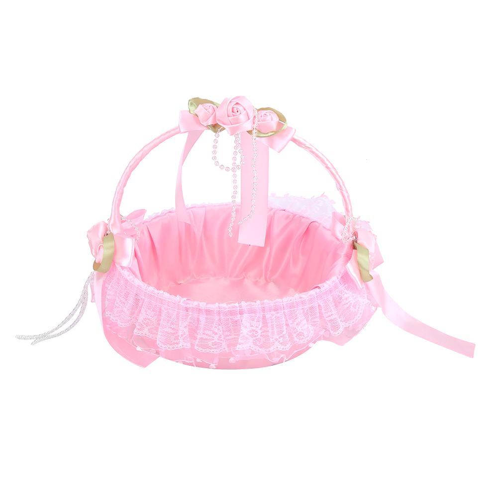 Портативная корзинка для цветов из свадебного кружева   Контейнер Декорация для вечеринки, церемонии