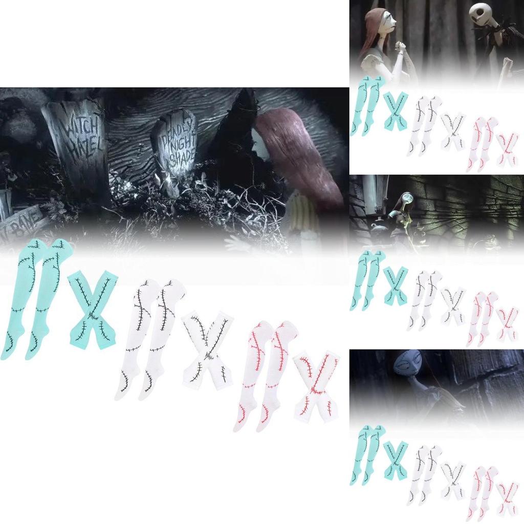 Модный комплект перчаток и носков Trendy Sally цвета морской волны с черной строчкой для косплея