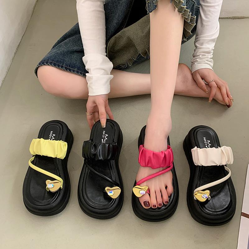 Fashion Women Clip Toe Platform Sandals 2024 Summer Thick Sole Wedges Beach Slippers Woman Anti-Slip High Heels Female Flip-Flops Slides