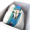 [P0272] - Vintage Turquoise Blue 'Navajos' Designer Bracelet (bison Skull) - 3 Rows
