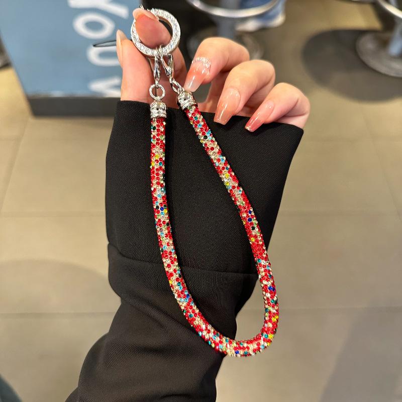 Short Fashion Rhinestone Mobile Phone Lanyard, Anti‑Lost Portable Wrist Rope High‑End Shiny Diamond Phone Case Pendant