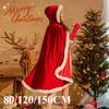 3PCS Christmas Shawl Cape Hooded Santa Claus Costume Christmas Performance Costume Red with Hat Cosplay Costume Winter Warm Coat