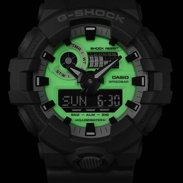 Casio Мужские G-SHOCK GA-700HD-8AJF [серия G-SHOCK HIDDEN GLOW] круглые часы серая смола