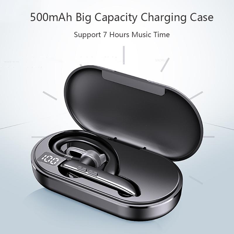 VAORLO Бизнес-гарнитура с цифровым дисплеем, крючок для ушей, удобные наушники с HD-микрофоном, Hi-Fi басы для смартфонов iphone XiaoMi Huawei