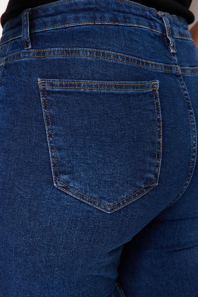 Женский стиль, большие размеры, голубые джинсы-клеш из денима со строчкой