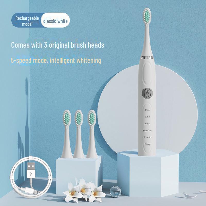 Rechargeable Sonic Electric Toothbrush with Soft Bristles for Adults.