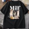 MILF Унисекс Я Люблю Кошек Коттеджкор Кошки Футболка для Унисекс Женщин Любителя Кошек Футболка с Котенком Уличная Одежда Свободного Кроя