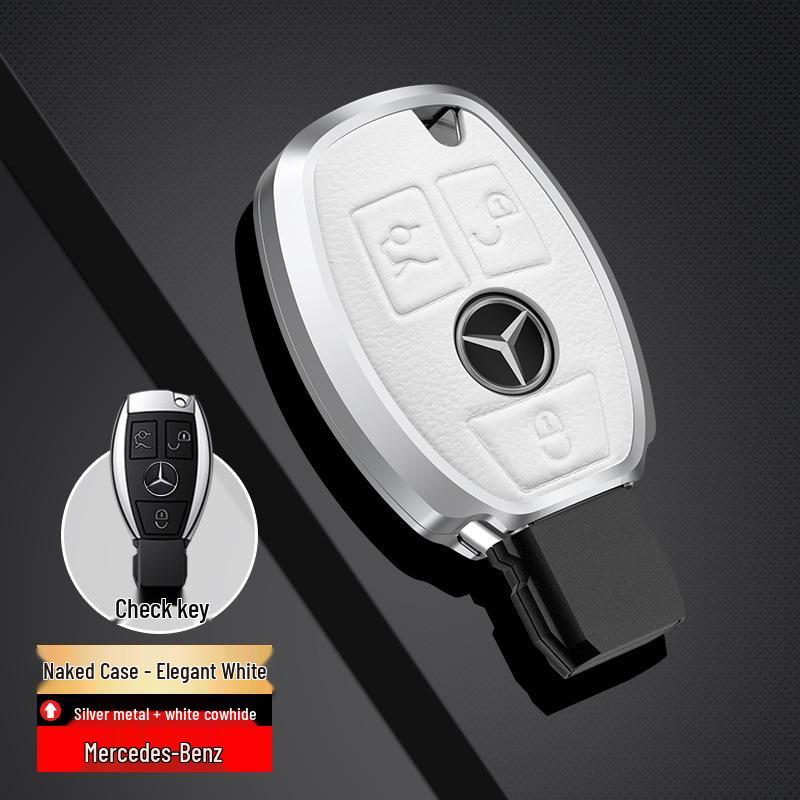 Металлический чехол для ключей из натуральной кожи для Mercedes-Benz C-Class, E-Class, GLC300L, 260L, E300L, E200