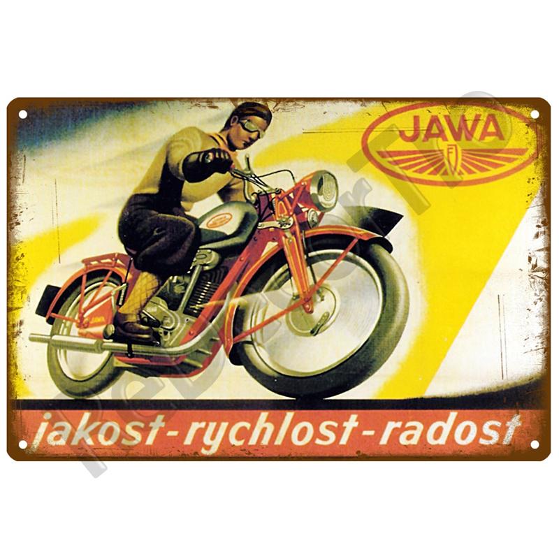 JAWA Vintage Wall Poster Vintage Retro Wall House Restaurant Decoration Plaque Metal Wall Decor Art Metal Sign Tin Sign Plate