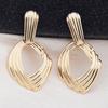 Exaggerated Geometric Irregularity Smooth Metal Twist Pendant Earrings for Women Temperament Jewelry