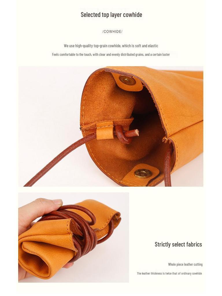 Genuine Leather Women's Mini Crossbody Cell Phone Bag - Simple, Solid Color, Versatile Shoulder Handbag for Outdoor Fashion