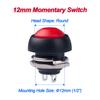 15PCS Waterproof Momentary Push Button Switch 12MM Normal Open(NO) Mini Micro Switch ON-Off 125V 3A Red Black 5 colors