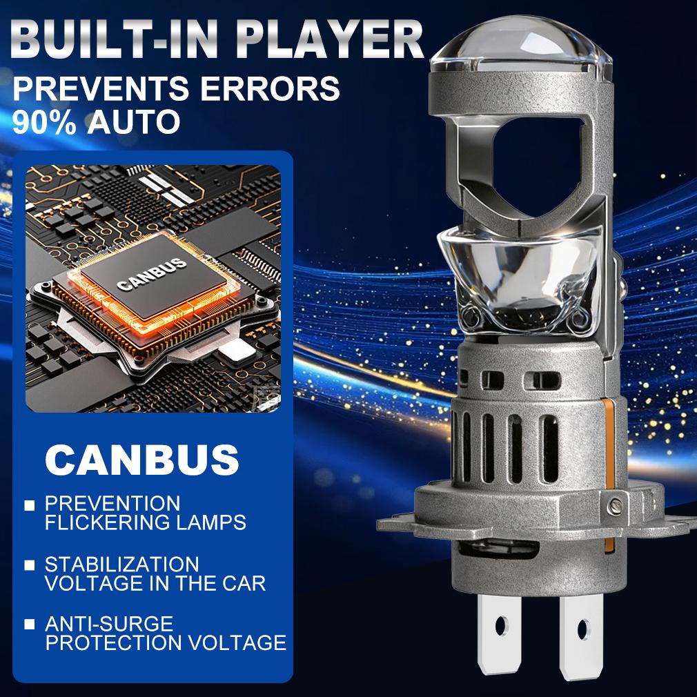 2 шт. Светодиодные линзы-проекторы H7 для фар H4 Canbus Автомобильные и мотоциклетные фары Мини Беспроводные Turbo 40000 лм Автоматическая противотуманная фара Plug&Play Фара 6500K Белый