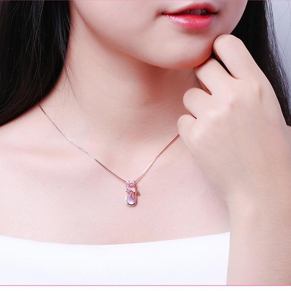 Sace Gems Женское ожерелье, кулон из медного сплава, натуральный кристалл гибискуса, женщина-кошка, кулон на ключицу, модный подарок