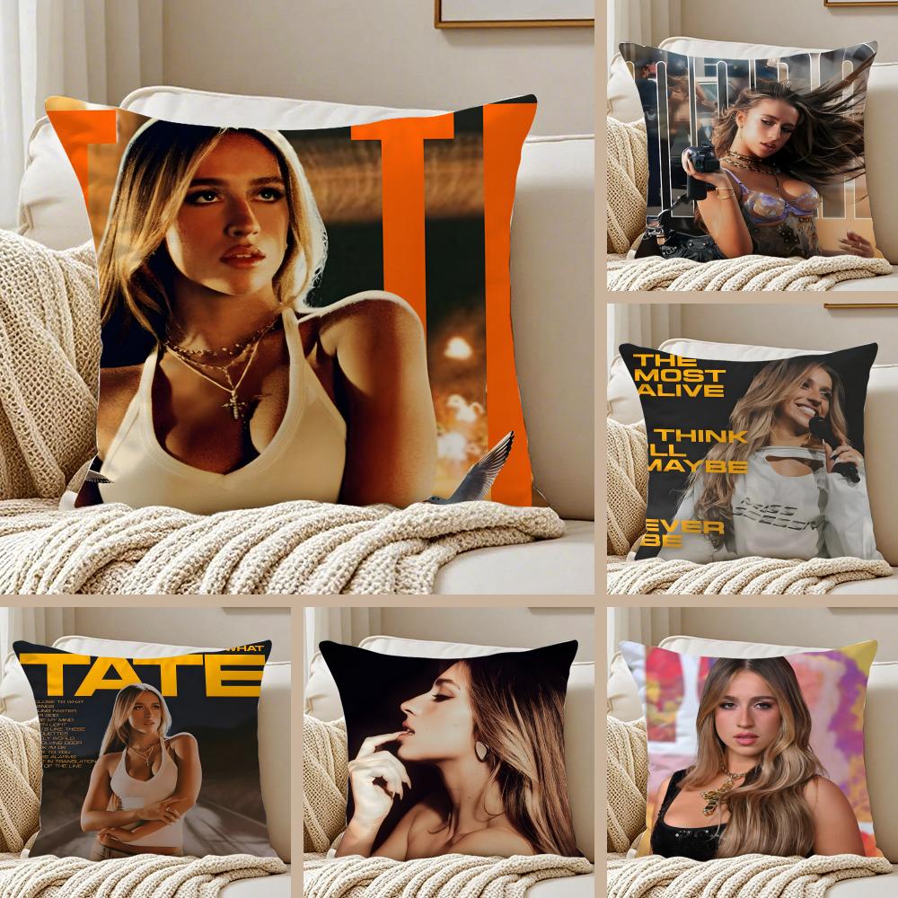 Catchy Pop Canadian Singer TTate McRae Cushion Cover Pillowcase Antidustmite Invisible Zipper Short Plush Sofa Cushion