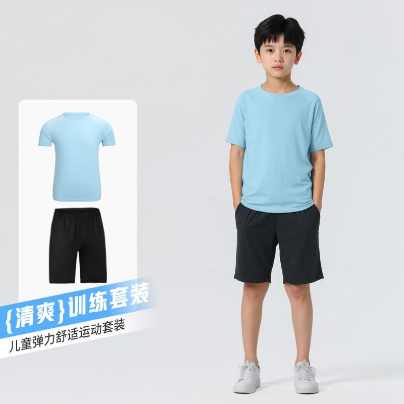 Kids Sport Tracksuit Set Boys Girls Short Sleeve T-Shirt Pants 3pcs 2pcs Running Fitness Outfit