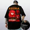 Неон Genesis Evangelion Аска Лэнгли Сорью Винтажная уличная футболка | Двусторонний принт Унисекс Хлопковая повседневная футболка с коротким рукавом