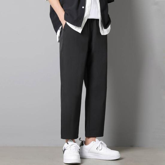 Мужские брюки с эластичным поясом, уличная одежда, тонкие стильные повседневные брюки с прямыми штанинами, популярные универсальные 3D кройки