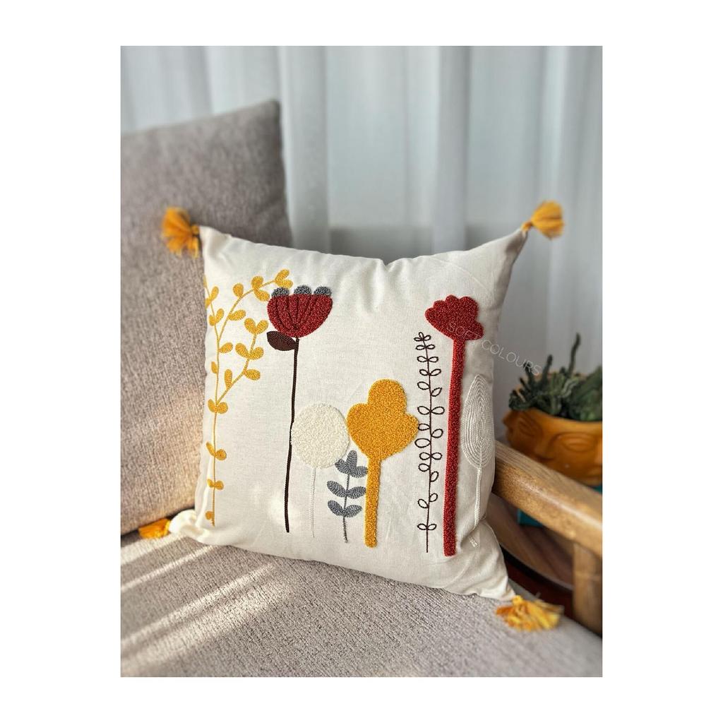 Bohemian Authentic 100% Cotton Linen Jacquard Fabric Throw Pillow 43x43 Cm