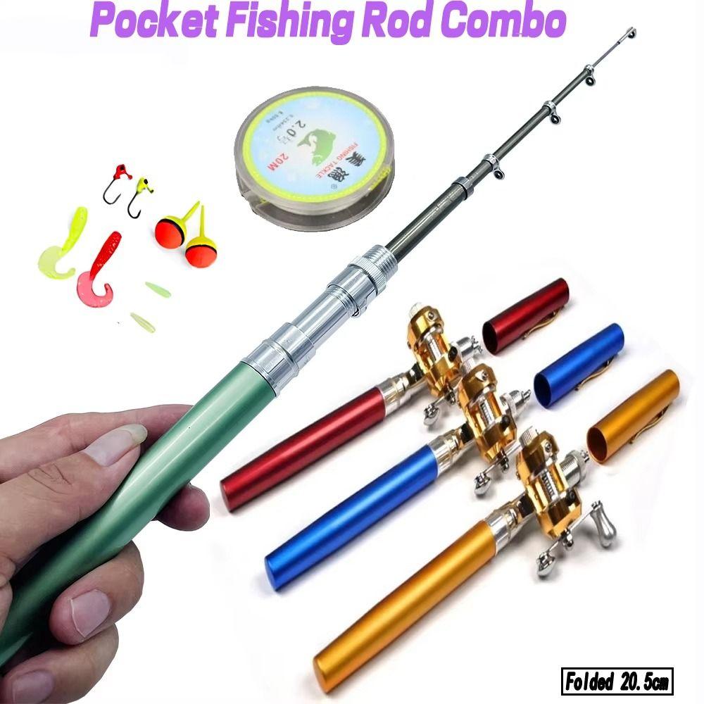 Carbon Reel Mini Fishing Pole Pen Shape Folded Fishing Rod Kit Pocket Fishing Rod  River