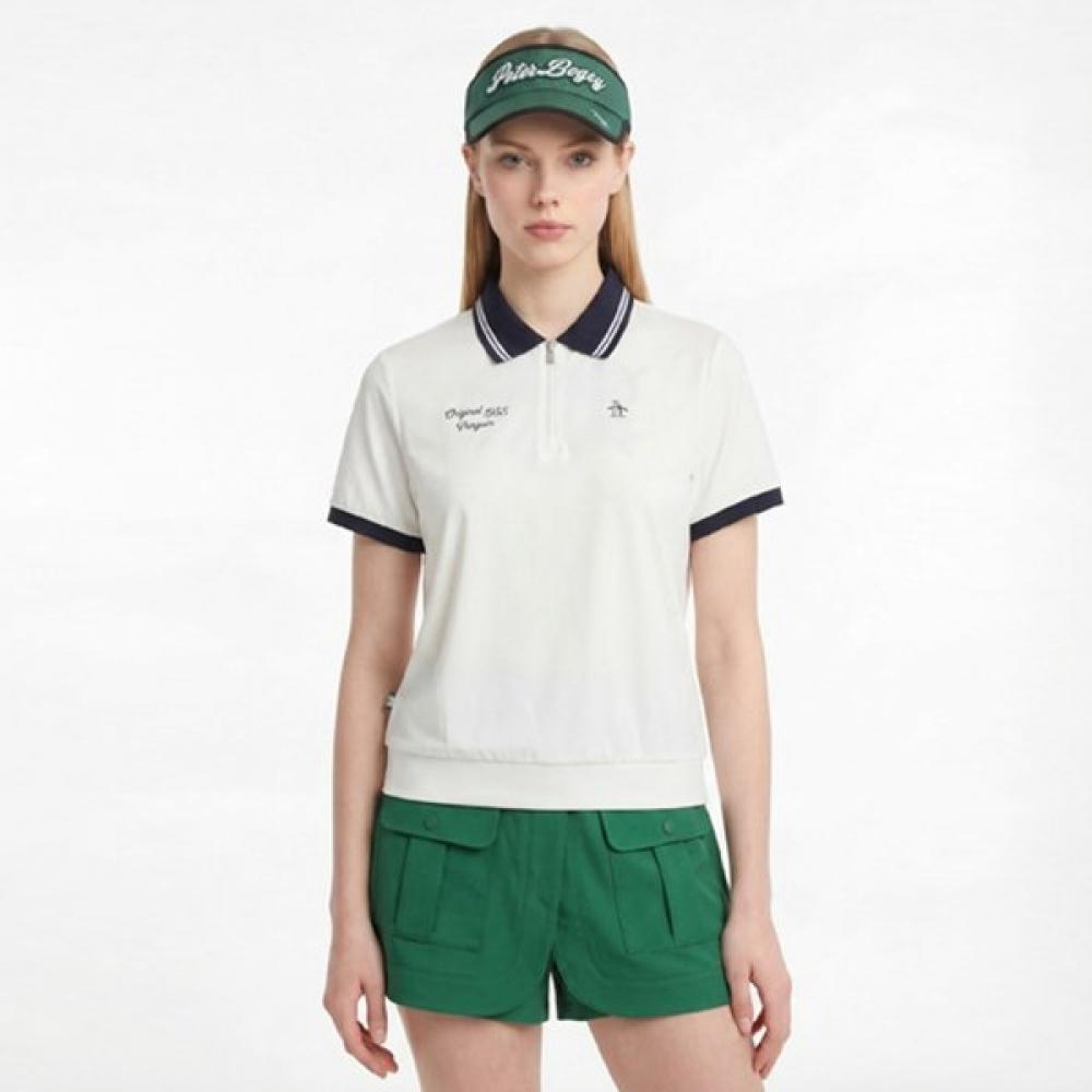 MunSingwear Women S Half Zip Woven T ShirT whiTe mr122pTS32