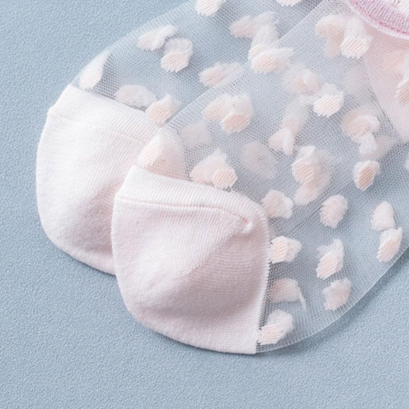 Женские носки до щиколотки, прозрачные невидимые сетчатые носки-лодочки в горошек, летние хлопковые носки