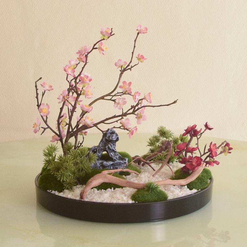 Large Round Table Turntable Centerpiece for Hotel Dining and Private Room Decor - Artificial Flower Art Landscape