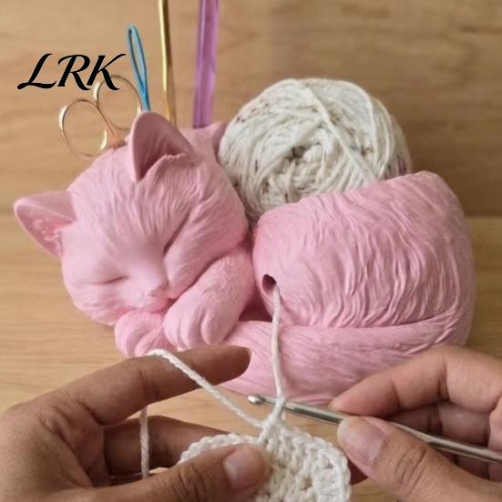 Клубочница в виде кошки для вязания крючком и спицами, Милый держатель-органайзер для вязания, Стильный минималистичный держатель для любителей вязания