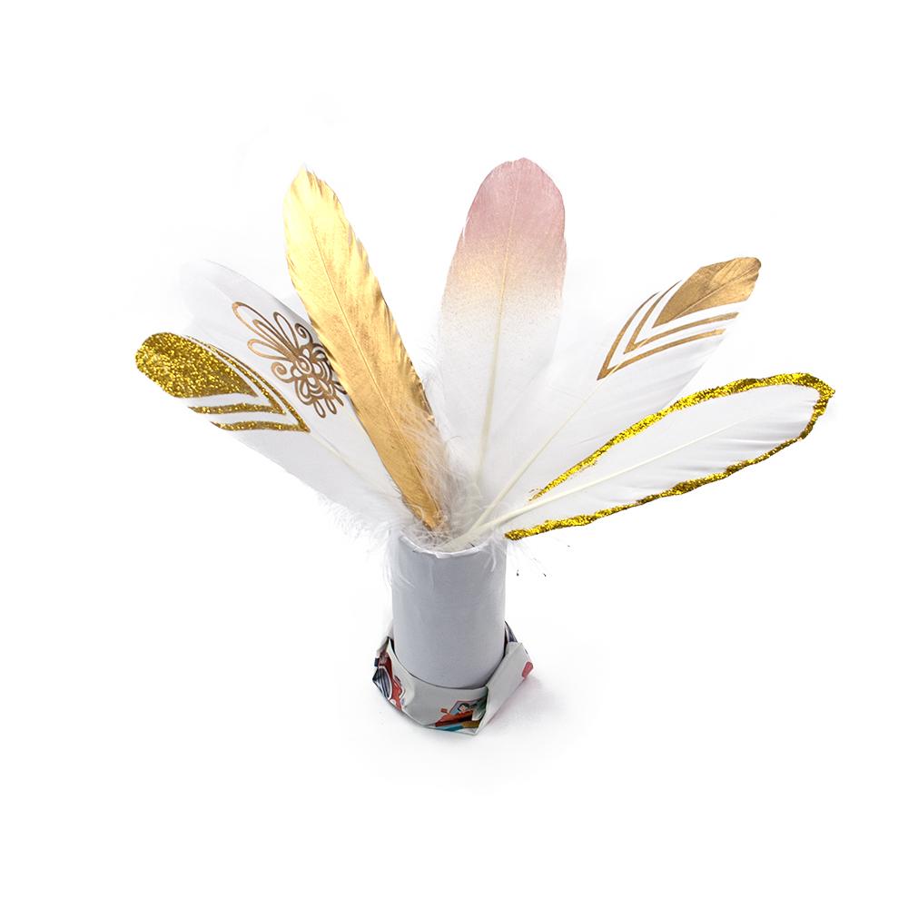 Natural Gold Dipped Feathers White Goose Plume for DIY Crafts Jewelry Making Handicraft Party Gift Box Cake Decoration
