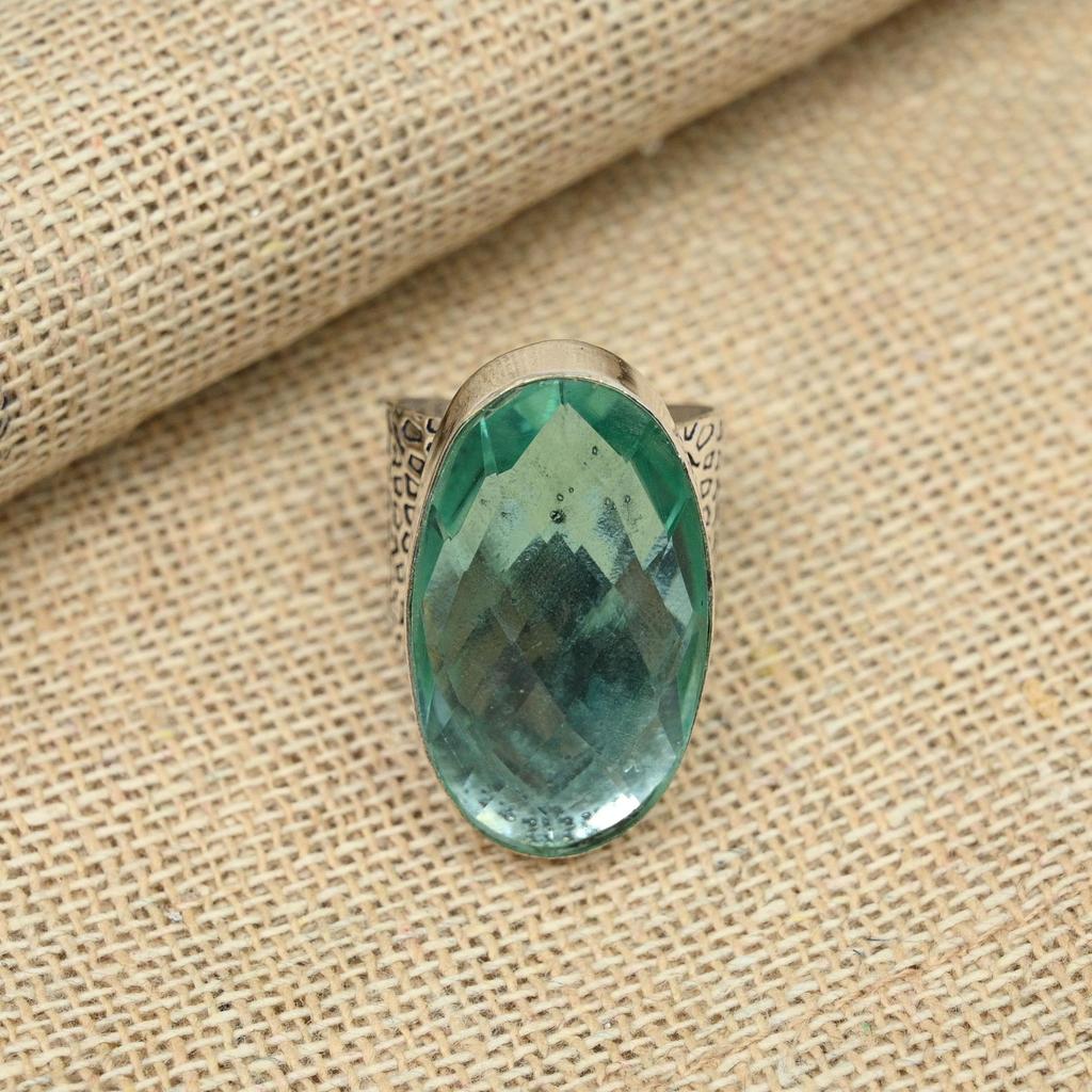 Aqua Apatite Gemstone 925 Sterling Silver Handmade Oval Shaped Jewelry Engagement Ring