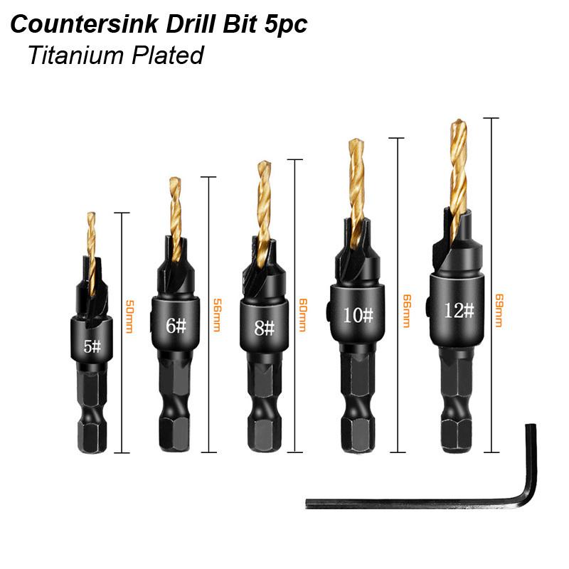Conical Drill Bit Countersink Woodwork Pilot Holes HSS Universal Counterbore Cutter Screw Aluminum Plastic Carpentry Pilot Hole